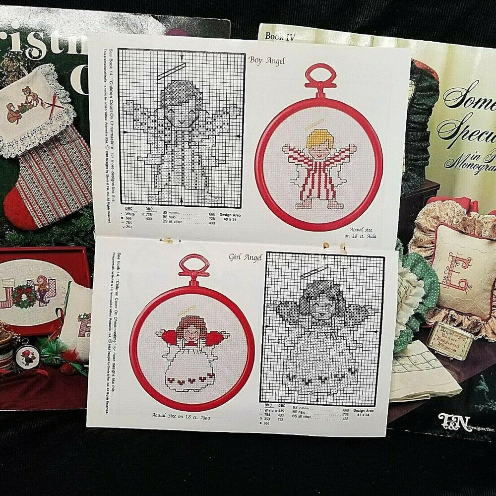 2 Cross Stitch Books Christmas Carols & Something Special in Plaids and Monogram - Picture 3 of 11
